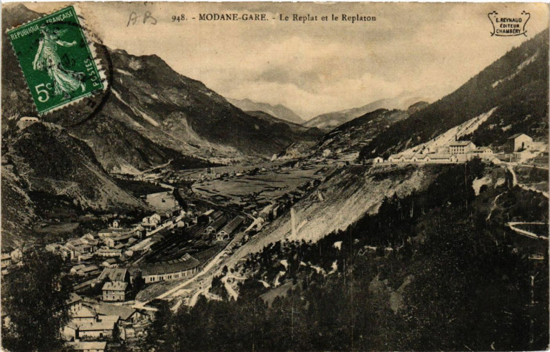 Carte postale ancienne Modane-Gare - Le Replat et le Replaton à Modane
