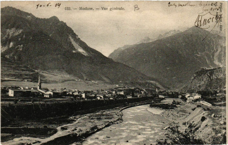 Carte postale ancienne Modane - Vue générale à Modane