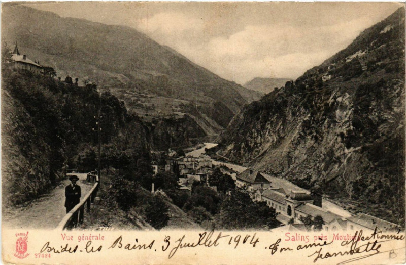 Carte postale ancienne Vue générale - Salins pres Moutiers à Moûtiers