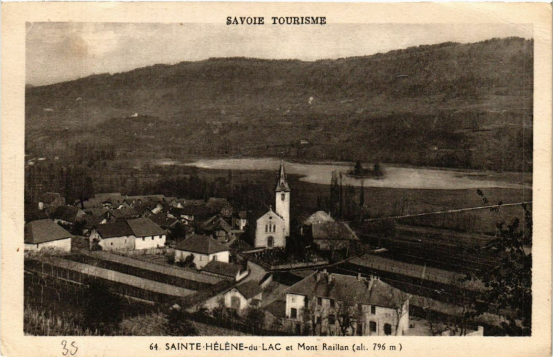 Carte postale ancienne Sainte-Helene-du Lac et Mont Raillan (alt 796 m)