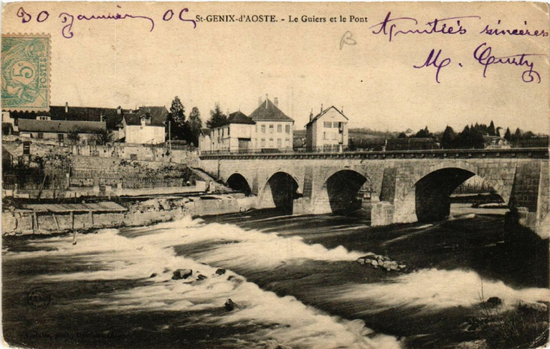 Carte postale ancienne Saint-Genix-d'Aoste - La Guiers et le Pont