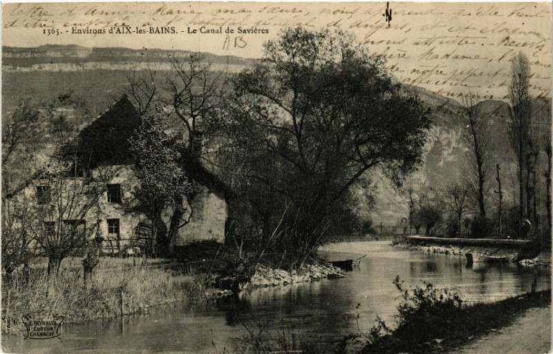 Carte postale ancienne Env. d'Aix-les-Bains - Le Canal de Savieres à Aix-les-Bains