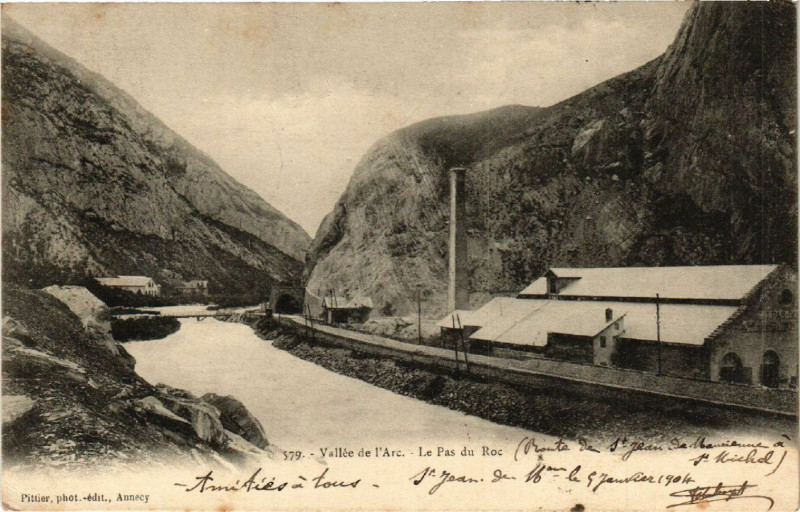 Carte postale ancienne Vallée de l'Arc - Le Pas du Roc