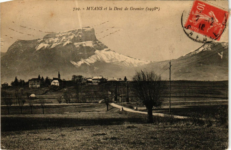 Carte postale ancienne Myans et la Dent de Granier (1938 m) à Myans