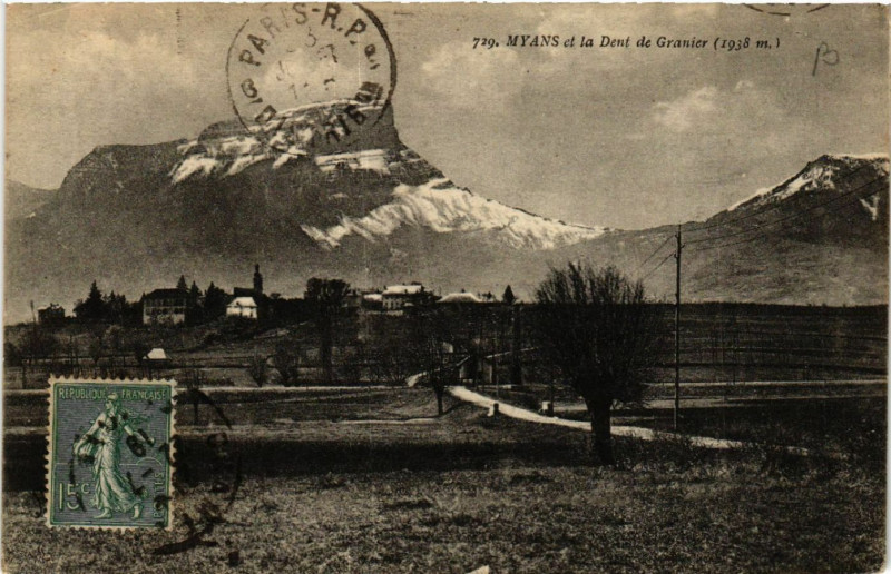 Carte postale ancienne Myans et la Dent de Granier (1938 m) à Myans