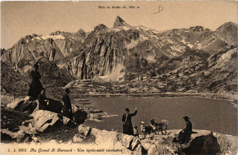 Carte postale ancienne Au Grand Saint-Bernard - Une apres-midi receative
