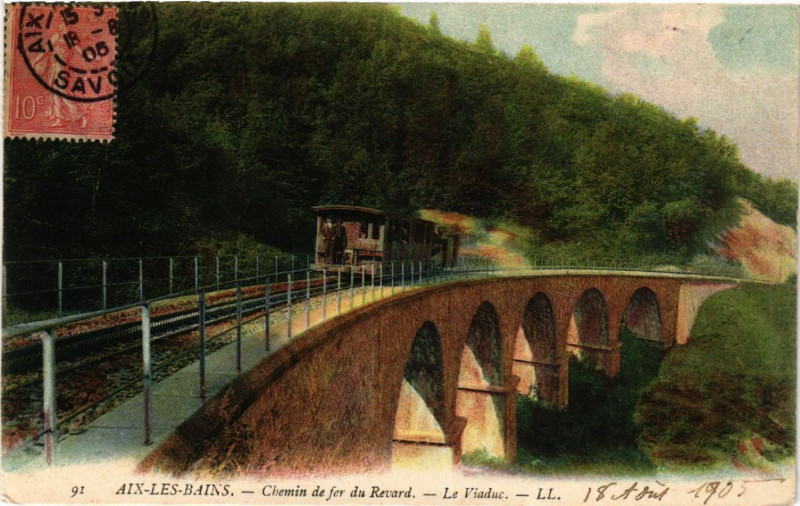 Carte postale ancienne Aix-les-Bains - Chemin de fer du Revard - Le Viaduc à Aix-les-Bains