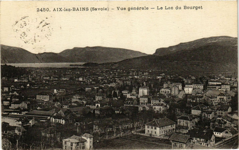 Carte postale ancienne Aix-les-Bains - Vue générale - Le Lac du Bourget à Aix-les-Bains