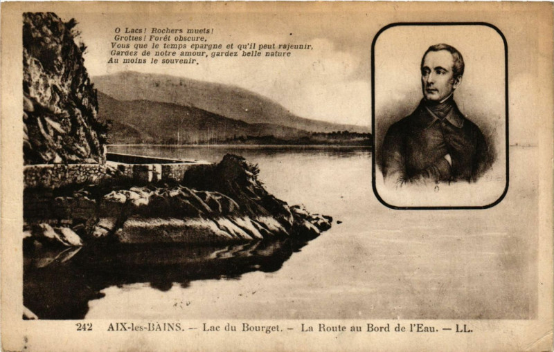 Carte postale ancienne Aix-les-Bains - Lac du Bourget - La Route au Bord de l'Eau à Aix-les-Bains