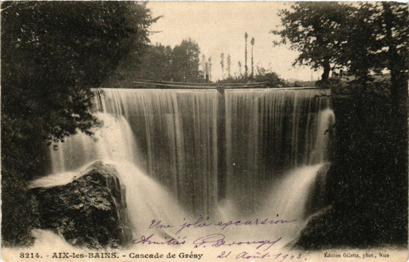 Carte postale ancienne Aix-les-Bains - Cascade de Gresy à Aix-les-Bains
