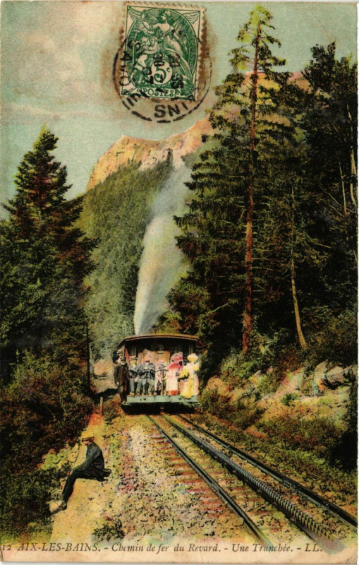 Carte postale ancienne Aix-les-Bains - Chemin de fer du Revard - Une Tranchée à Aix-les-Bains