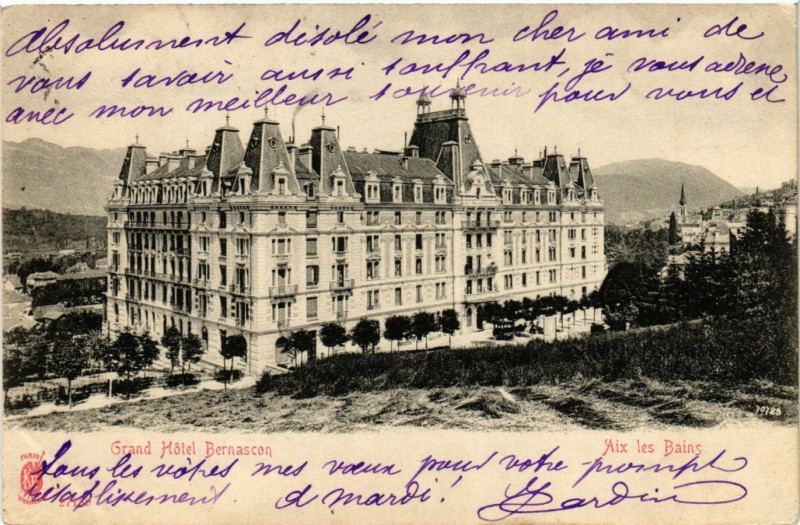 Carte postale ancienne Aix-les-Bains - Grand Hotel Besancon à Aix-les-Bains