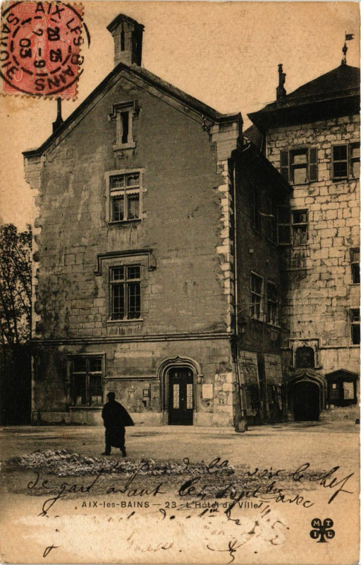 Carte postale ancienne Aix-les-Bains - L'Hotel de Ville à Aix-les-Bains