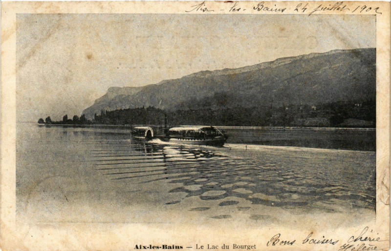 Carte postale ancienne Aix-les-Bains - Le Lac du Bourget à Aix-les-Bains