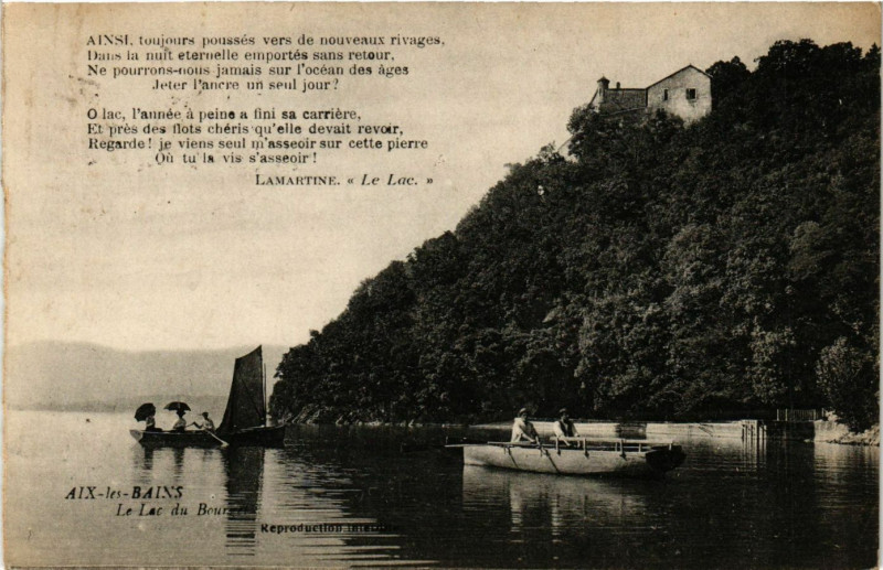 Carte postale ancienne Aix-les-Bains - Le Lac du Bourget à Aix-les-Bains