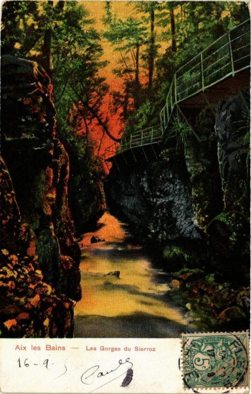 Carte postale ancienne Aix-les-Bains - Les Gorges du Sierroz à Aix-les-Bains