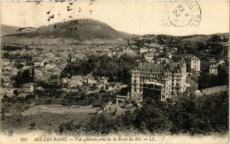 Carte postale ancienne Aix-les-Bains - Vue générale prise de La Roche du Roi à Aix-les-Bains