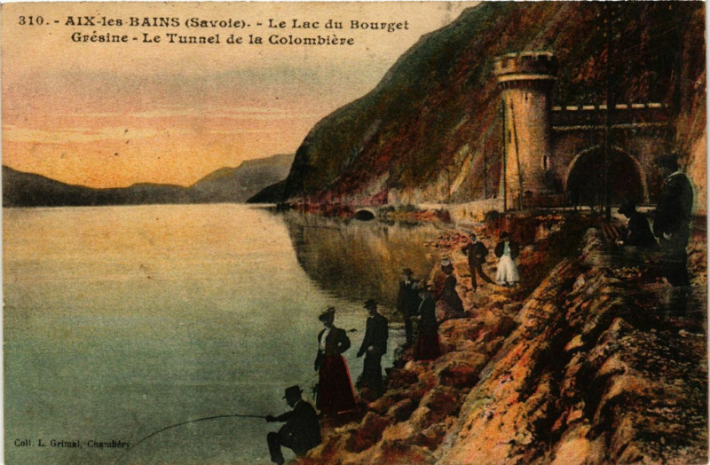 Carte postale ancienne Aix-les-Bains - Le Lac du Bourget - Gresine-Le Tunnel... à Aix-les-Bains