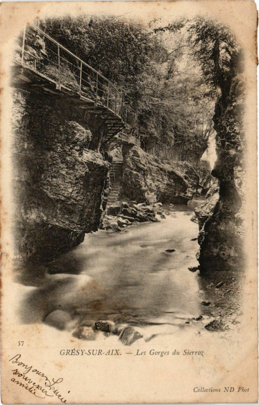Carte postale ancienne Gresy-sur-Aix - Les Gorges du Sierroz à Grésy-sur-Aix
