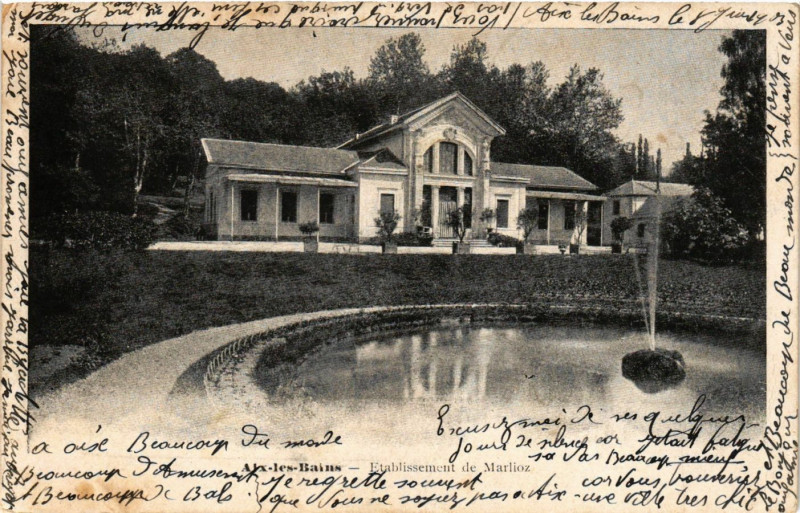 Carte postale ancienne Aix-les-Bains - Etablissemnet de Marlioz à Aix-les-Bains