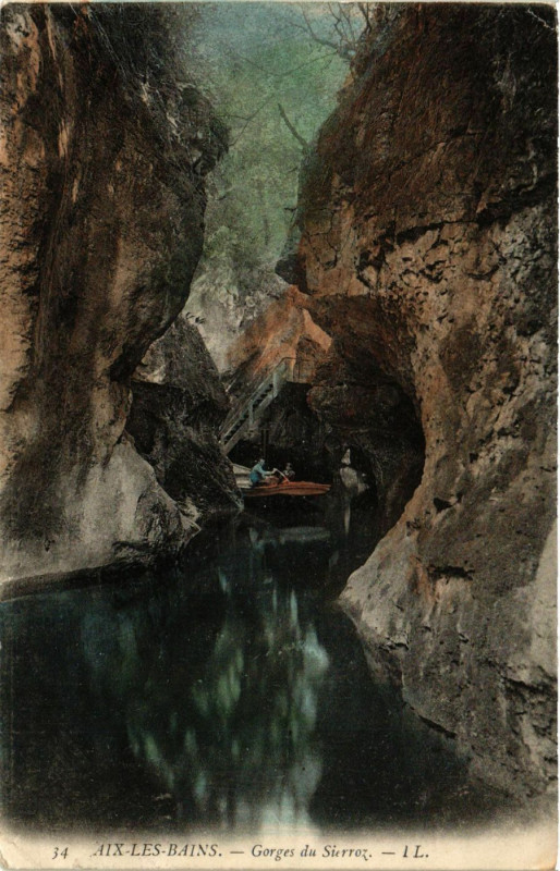 Carte postale ancienne Aix-les-Bains - Gorges du Sierrroz à Aix-les-Bains