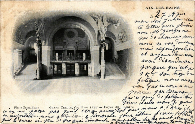 Carte postale ancienne Aix-les-Bains - Grand Cercle fonde en 1824 - Foyer du Theatre à Aix-les-Bains