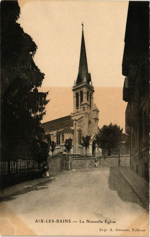 Carte postale ancienne Aix-les-Bains - La Nouvelle Eglise à Aix-les-Bains