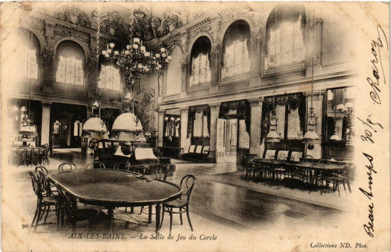 Carte postale ancienne Aix-les-Bains - La Salle de Jeu du Cercle à Aix-les-Bains
