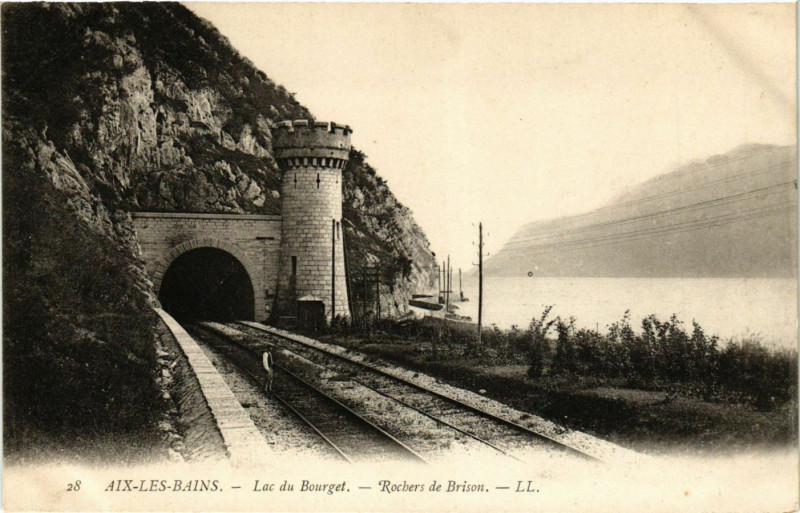 Carte postale ancienne Aix-les-Bains - Lac du Bourget - Rochers de Brison à Aix-les-Bains