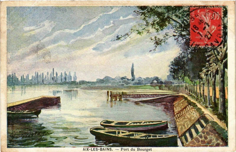 Carte postale ancienne Aix-les-Bains - Port du Bourget à Aix-les-Bains