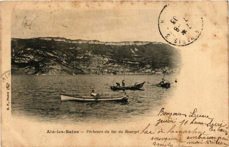 Carte postale ancienne Aix-les-Bains - Pecheurs du lac du Bourget à Aix-les-Bains