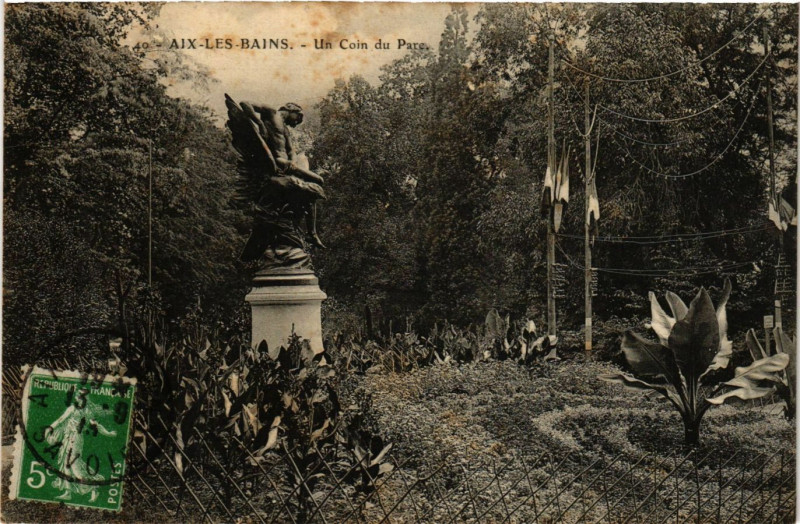 Carte postale ancienne Aix-les-Bains - Un Coin du Parc à Aix-les-Bains