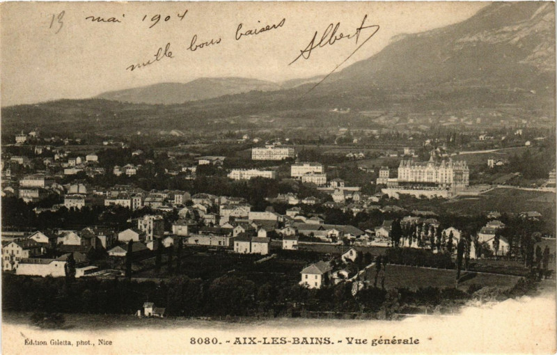 Carte postale ancienne Aix-les-Bains - Vue générale à Aix-les-Bains