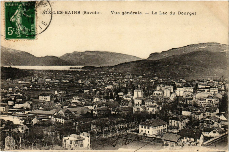 Carte postale ancienne Aix-les-Bains - Vue générale - Le Lac du Bourget à Aix-les-Bains