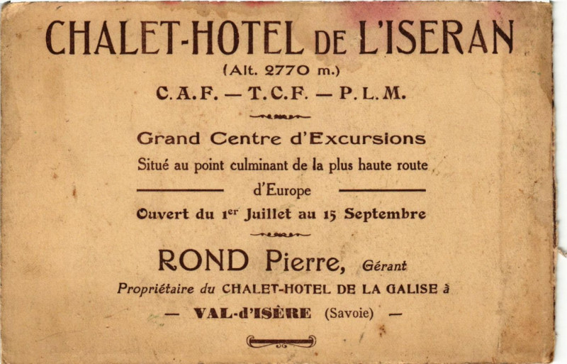 Carte postale ancienne Chalet-Hotel de L'Iseran (alt 2770 m)