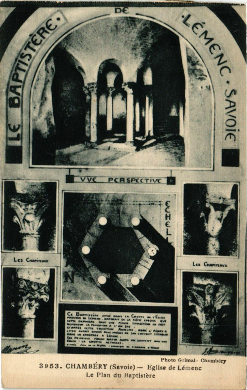 Carte postale ancienne Chambery - Eglise de Lemenc - Le Plan du Baptistere à Chambéry