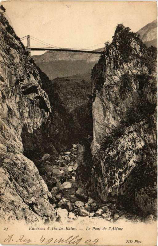 Carte postale ancienne Env. d'Aix-les-Bains - Le Pont de l'Abime à Aix-les-Bains