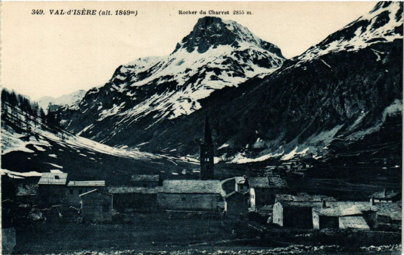 Carte postale ancienne Val d'Isere (1849 m) - Rocher du Charret 2855 m