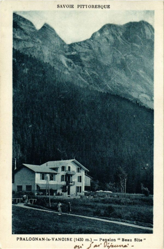 Carte postale ancienne Pralognan-la-Vanoise - Pension Beau Site à Pralognan-la-Vanoise