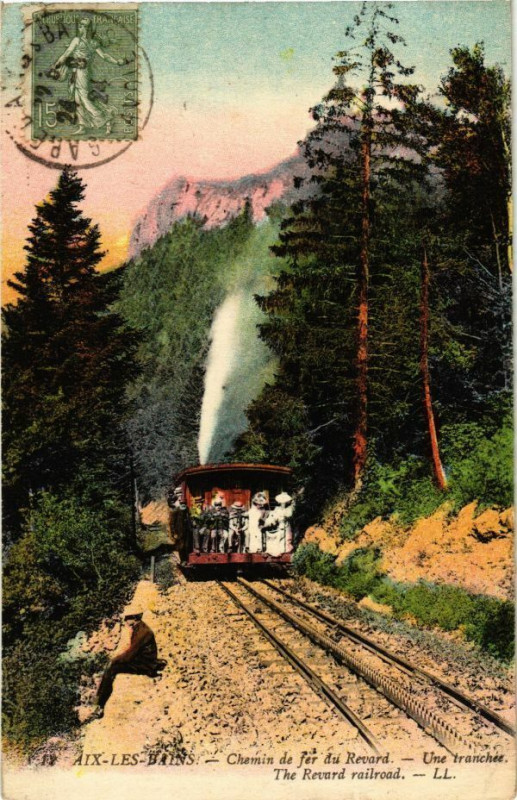 Carte postale ancienne Aix-les-Bains - Chemin de fer du Revard Une tranchée à Aix-les-Bains
