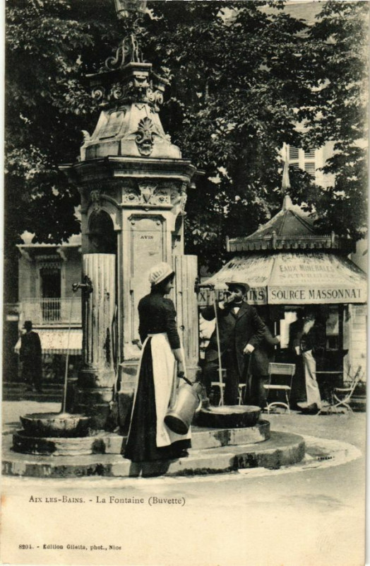 Carte postale ancienne Aix-les-Bains - La Fontaine à Aix-les-Bains