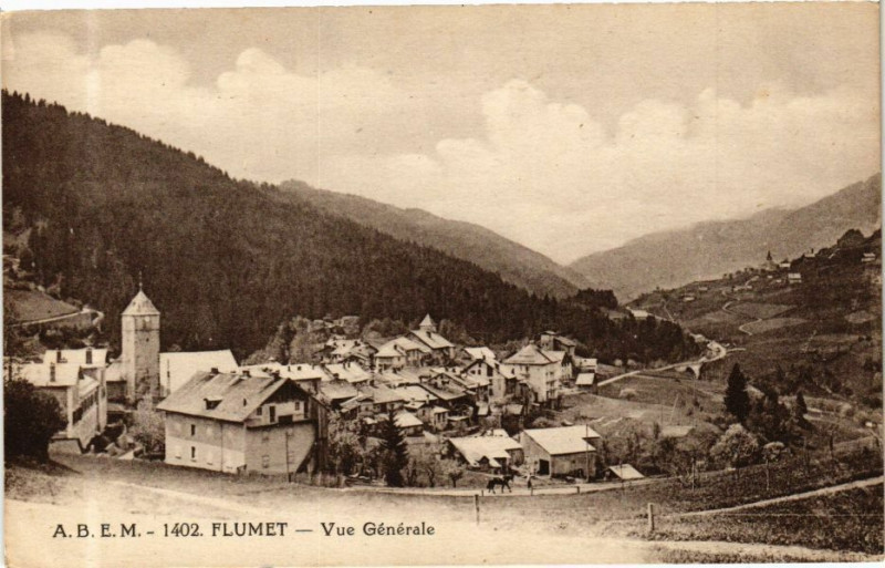 Carte postale ancienne Flumet - Vue générale à Flumet