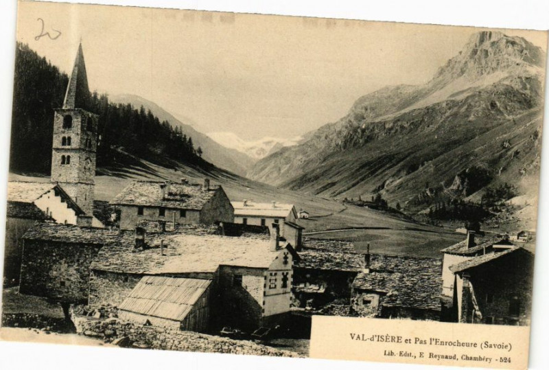 Carte postale ancienne Val d'Isere et Pas l'Enrocheure
