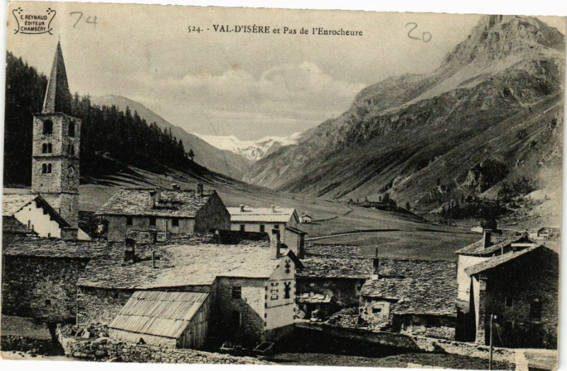 Carte postale ancienne Val d'Isere et Pas l'Enrocheure