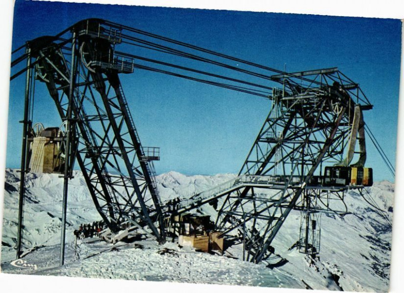 Carte postale ancienne Val Thorens - Arrivée du telepherique de la Cime Caron
