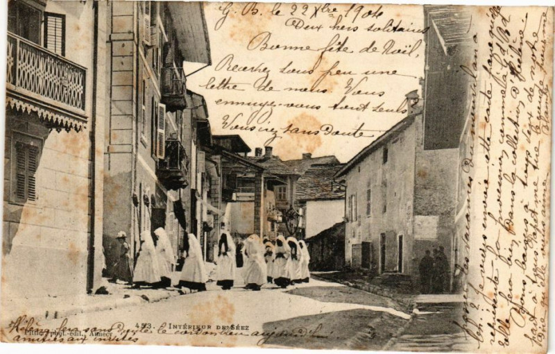 Carte postale ancienne Seez - Interieur à Séez