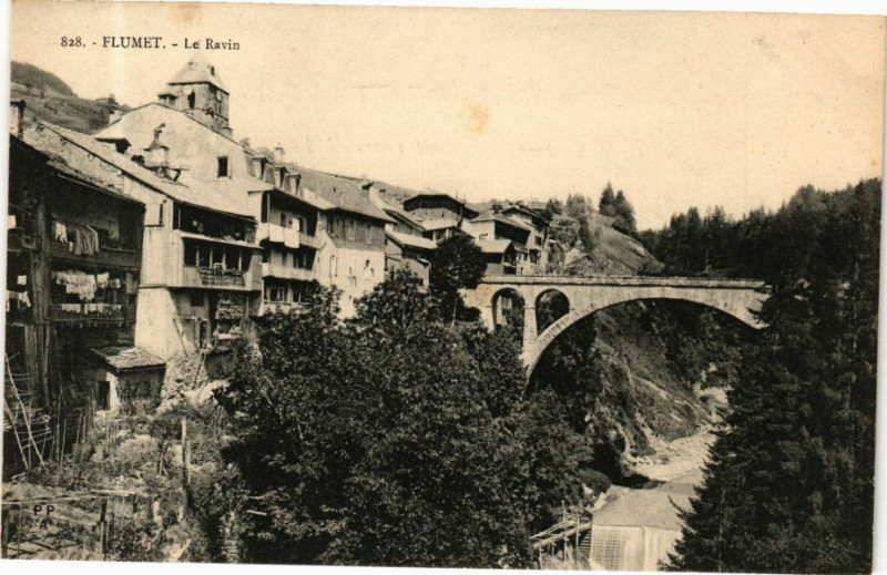 Carte postale ancienne Flumet - Le Ravin à Flumet