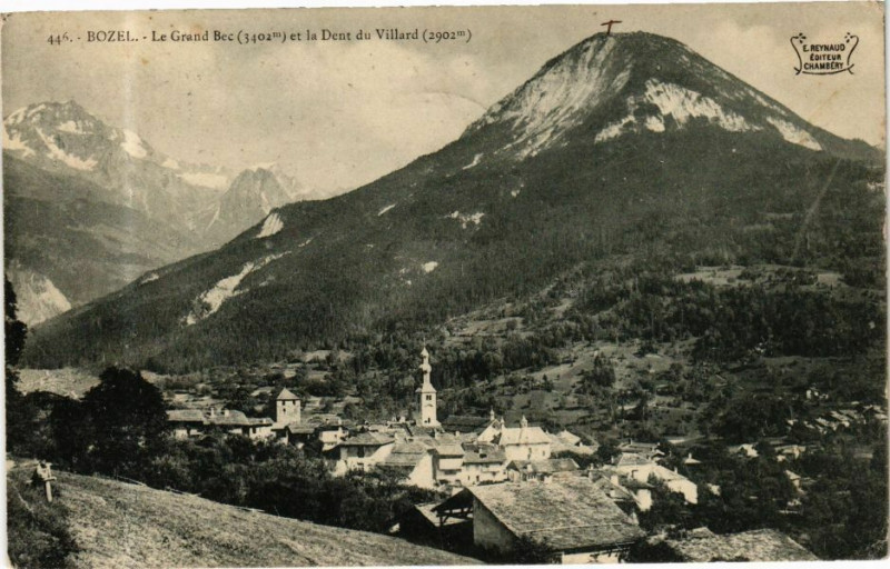 Carte postale ancienne Bozel - Le Grand Bec et la Dent du Villard à Bozel