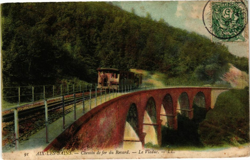 Carte postale ancienne Aix-Les-Bans - Chemin de fer du Revard - Le Viaduc