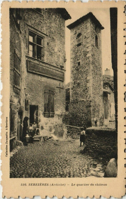 Carte postale ancienne Serrieres - Le quartier du chateau à Serrières